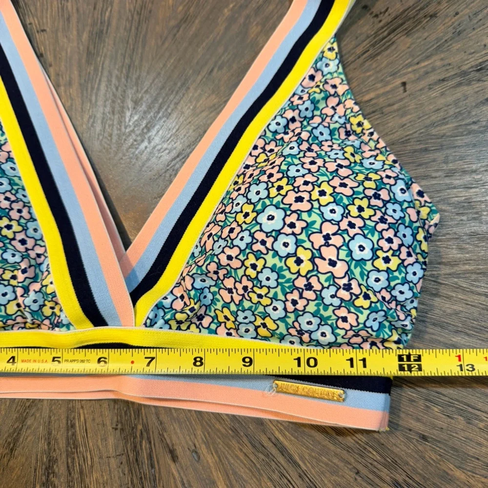 Juicy Couture Floral Bikini Top M‎ Striped Elastic Band